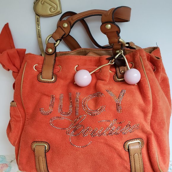 NWOT Juicy Couture with Beautiful Cherry Charms, Terrycloth Bag. - Picture 14 of 17